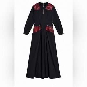 Tanya Taylor snakeskin pleated long sleeve maxi dress